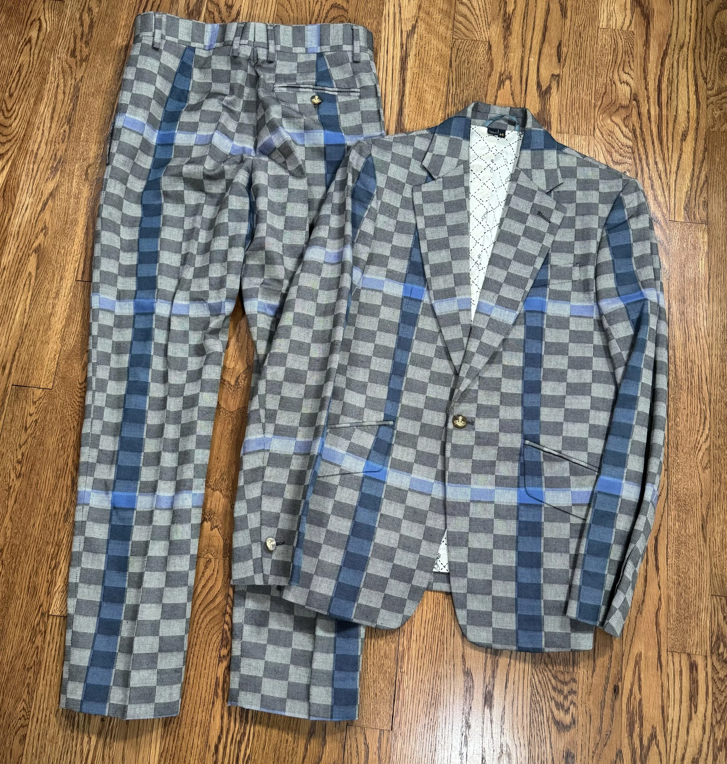 Vivienne Westwood Checkered Grey / Blue Pants (Size 46) — RootsBK